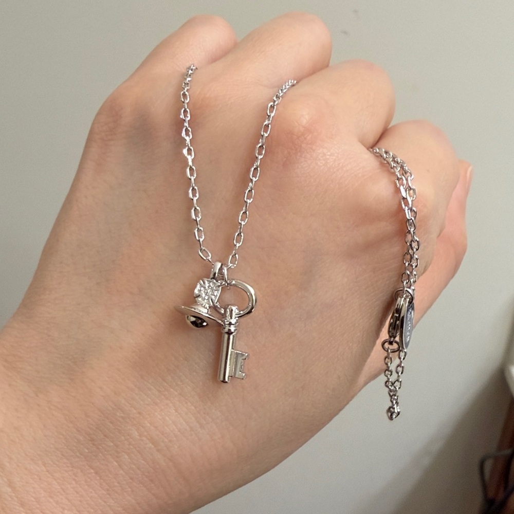 Elegant Silver Key Charm Necklace